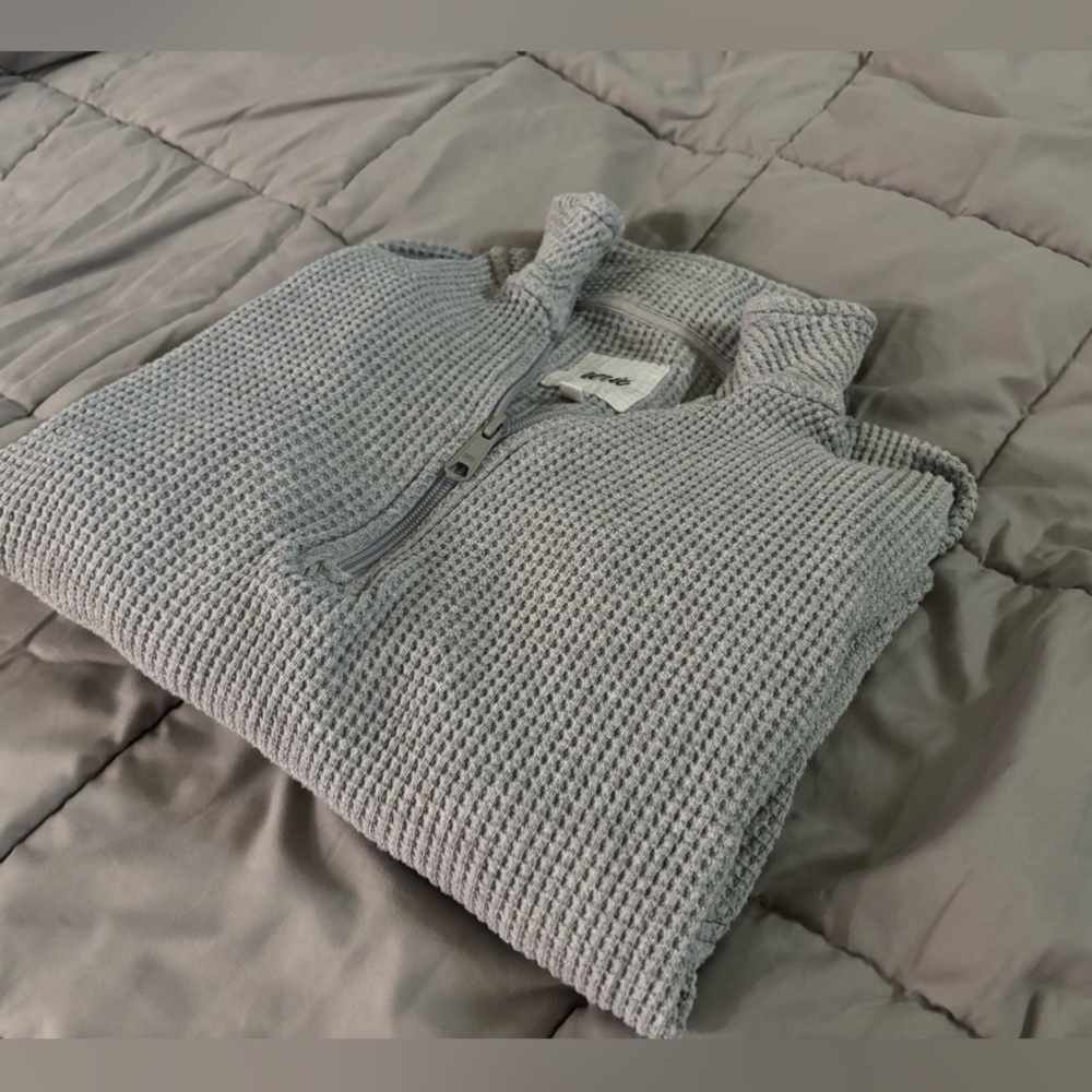 Aerie Waffle Knit Quarter Zip Sweatshirt